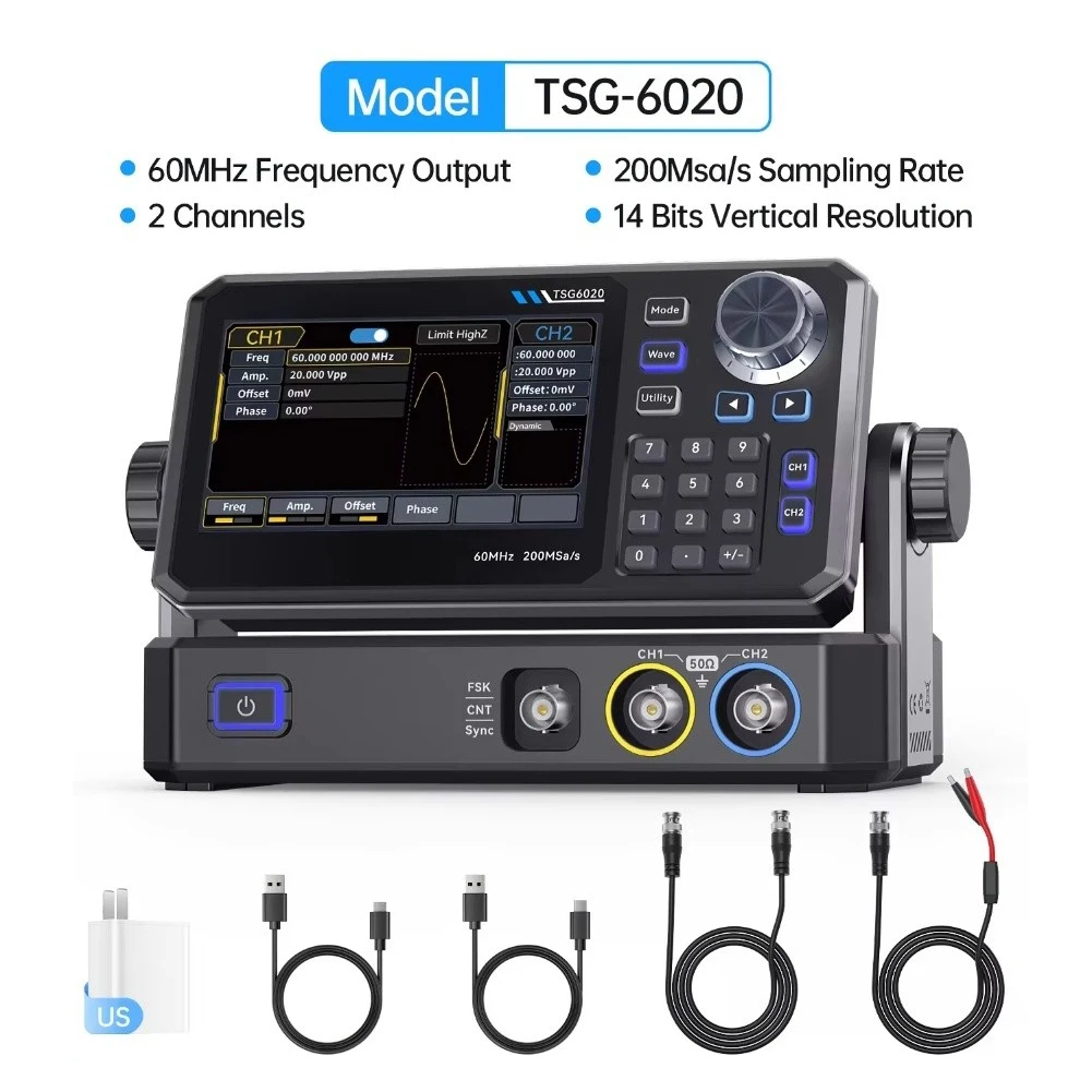 TSG6020 60MHz Dual Channel Fun - огляд і ціна Dual Channel Arbitrary Waveform Function Generator 60Mhz